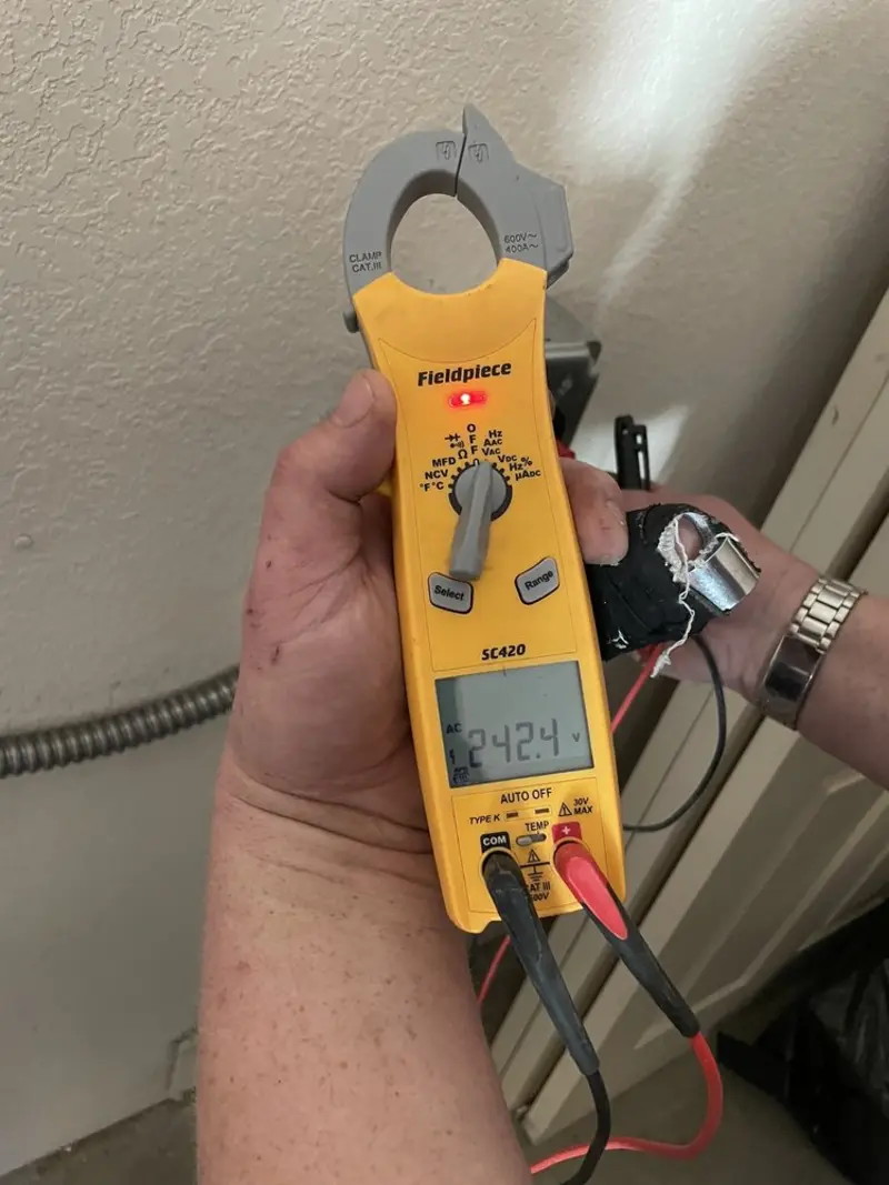 Voltage testing with clamp meter during Generator Installation in Starke